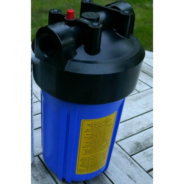 Blåt filterhus BB10 (10'' x 4,5'') 1'' plastgevind, kun plastic Blåt filterhus BB10 (10'' x 4,5'') 1'' plastgevind, kun plastic