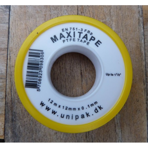 Teflontape 13,2m x 12mm x 0,10mm , hvid