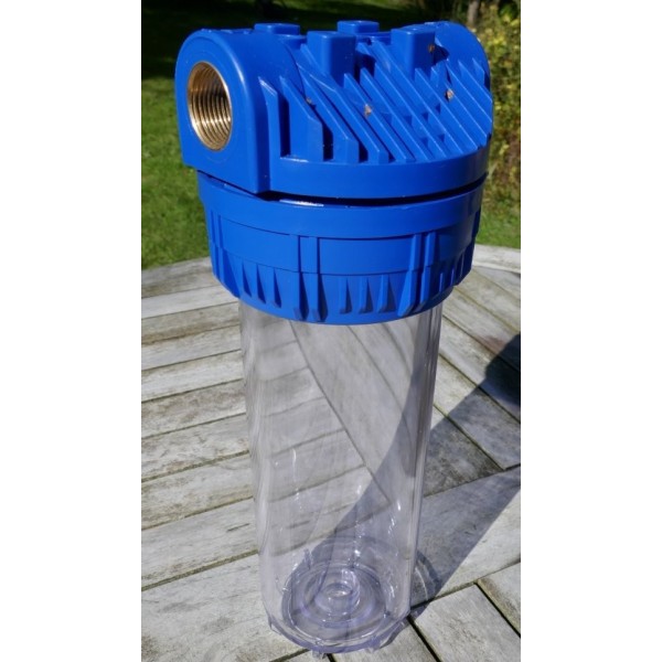 Filterhus 10'' x 2.5'' klart, 3/4'' messinggevind, incl. sedimentfiler mv.