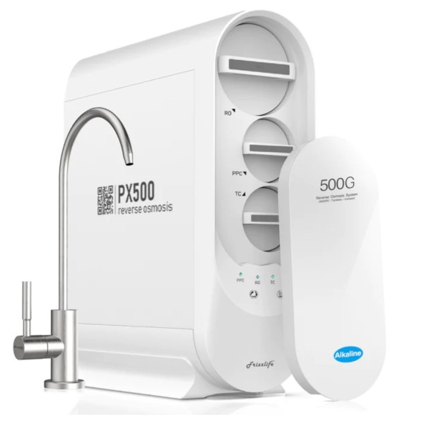 Osmoseanlæg PX500A, uden tank, indbygget mineralfilter, 1,6 L/Minut, spildvandsfaktor 0,6