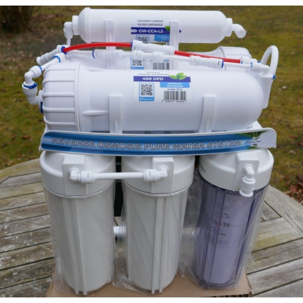 Osmoseanlæg 2x400GPD, pumpe, trad. filterhuse - lavt spildvand