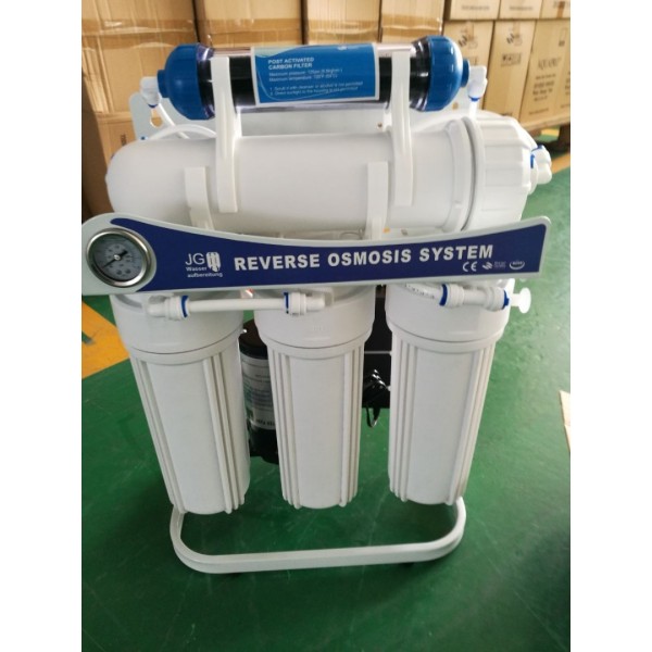Osmoseanlæg 600GPD, pumpe 12 timer, 1,2 L/minut, standard filterhuse, spildvandsfaktor 1