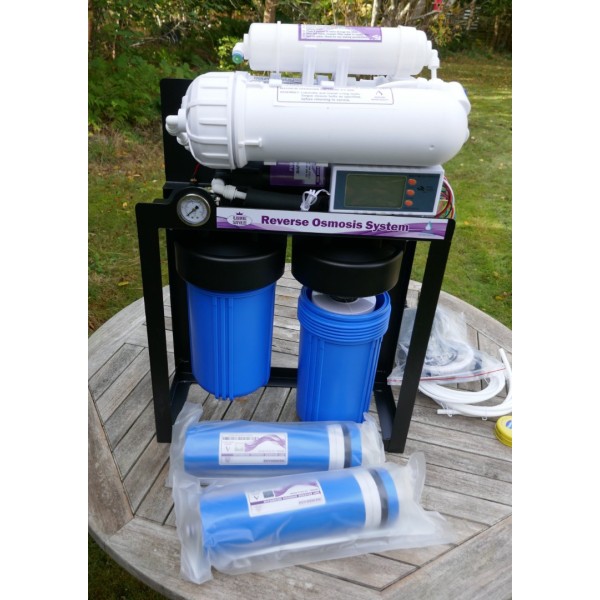 Osmoseanlæg, 2 x BB10 filterhuse, 2 x 3213-800GPD, 1,7L/minut, spildvand 0,65