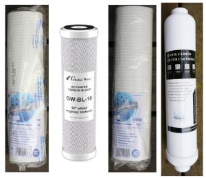 Filtersæt 4 filtre: 3 x (10'' x 2,5'') + inline kulfilter